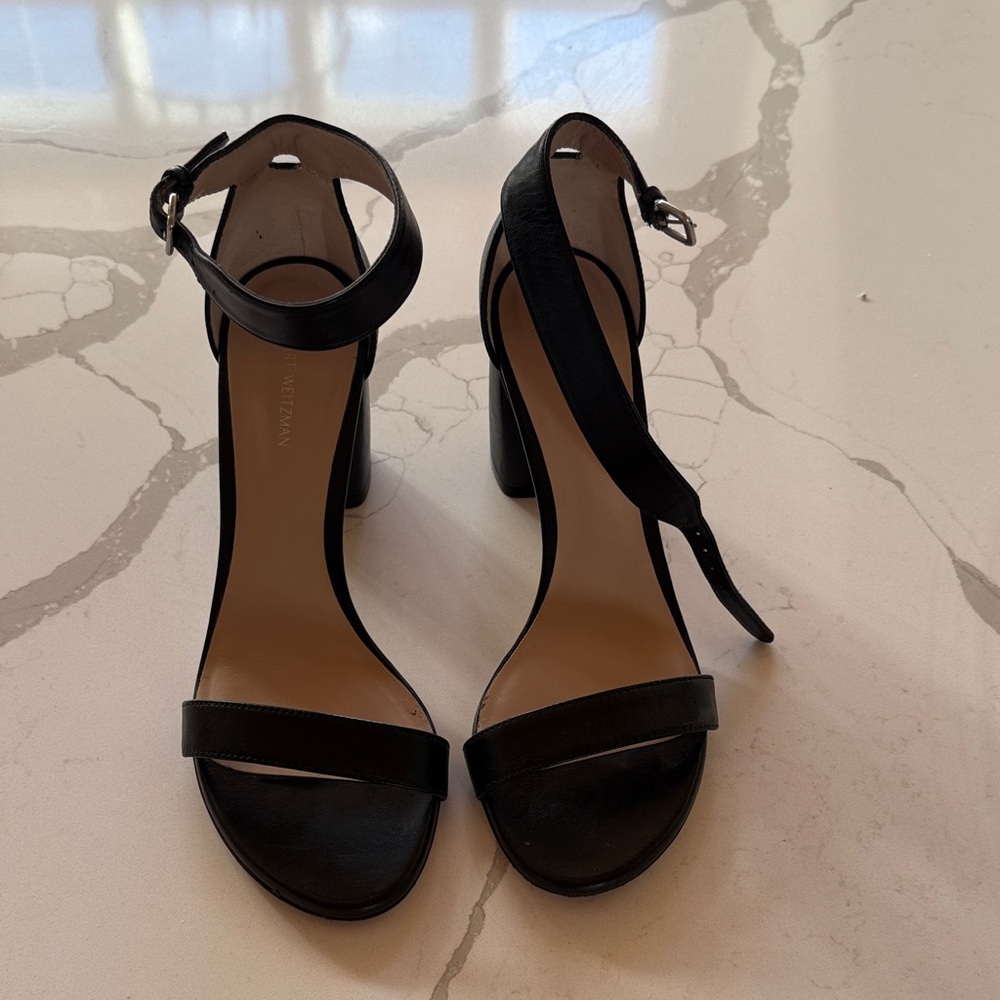 Stuart Weitzman Black Ankle Strap Heels